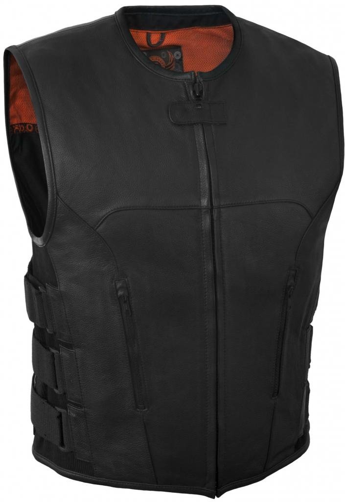 True Element Swat Team Style Leather Motorcycle Vest
