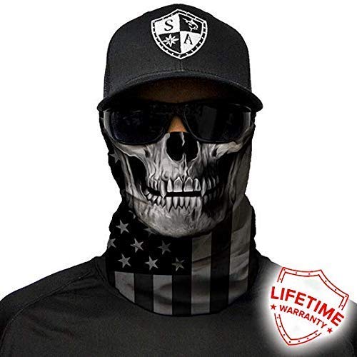 S A 1 Face Shield Blackout American Flag Skull Face Mask and Neck Warmer