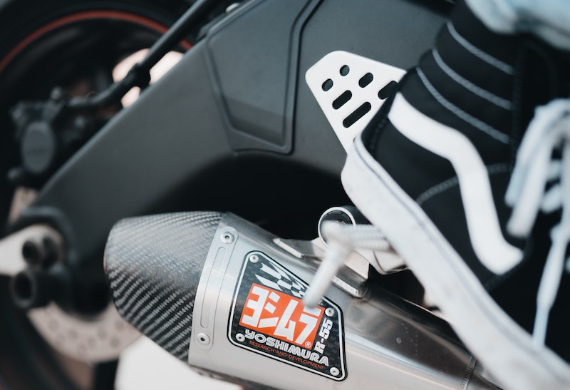 motorcycle shoes worn by a sportbike rider