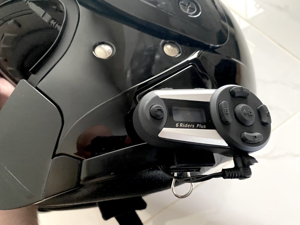 Fodsports V6 Plus Bluetooth Headset intercom on the helmet during install