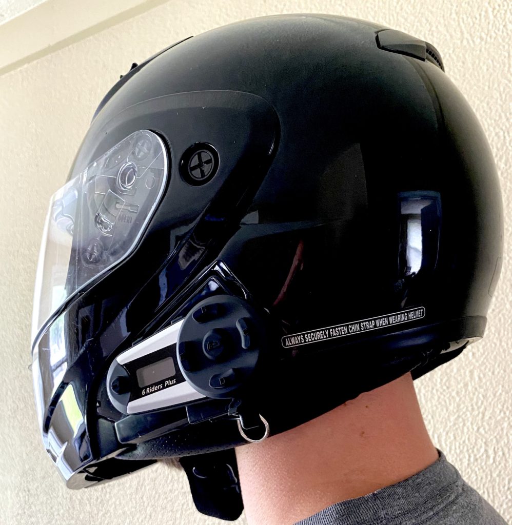 Fodsports V6 Plus Bluetooth Headset intercom on the helmet rear view