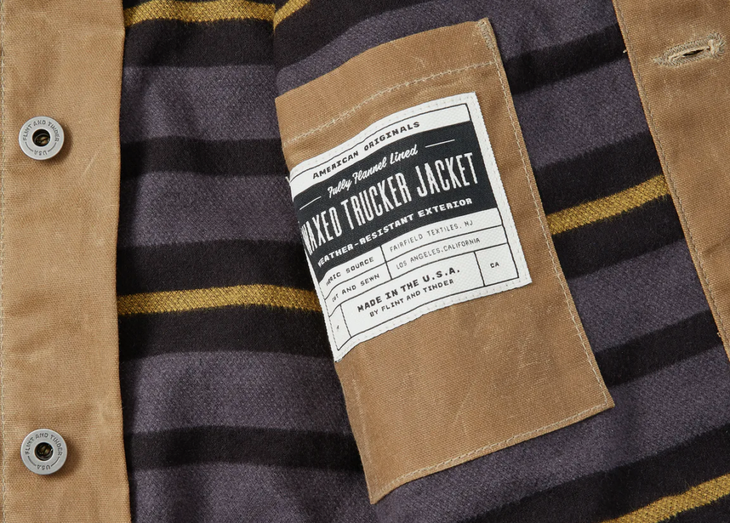 Flint and Tinder Flannel-lined Waxed Trucker Jacket