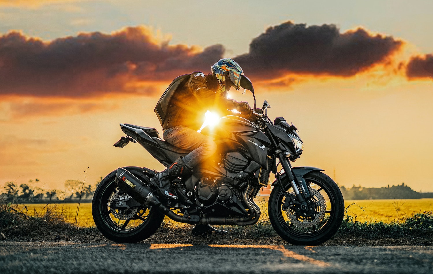 Motorcyclist wearing gear