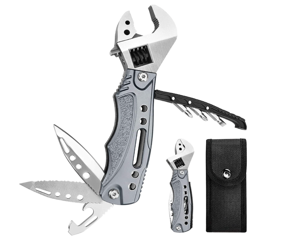 Fordim Multitool Adjustable Wrench，Unique Gift for Dad Husband Brother Boyfriend，All in One Tool for Camping,Outdoor,Home,Car :Motorcycle:Bike Repair,with Knife Saw Screwdrivers Bottle Opener Sheath