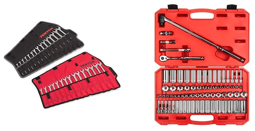 TEKTON Combination Wrench Set, 30-Piece (1:4-1 in., 8-22 mm) - Pouch | 90192 & 3:8 Inch Drive 6-Point Socket & Ratchet Set, 74-Piece (1:4-1 in.