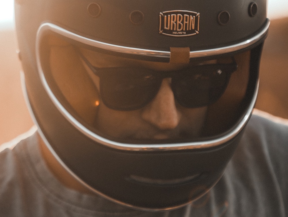 a rider wearing a new motorcycle helmet