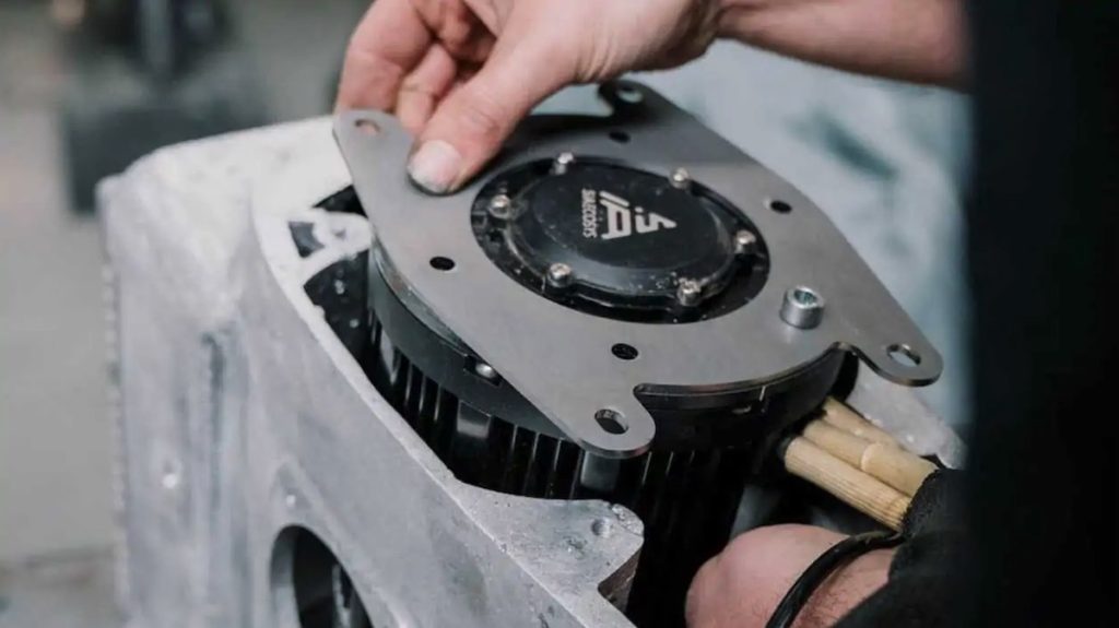 Components of the LM Creations BMW r series ev motorcycle