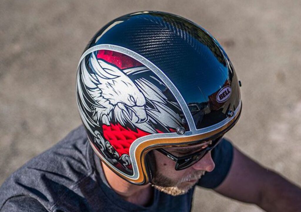 The bell custom 500 carbon is one of the lightest weight motorcycle helmets out there.