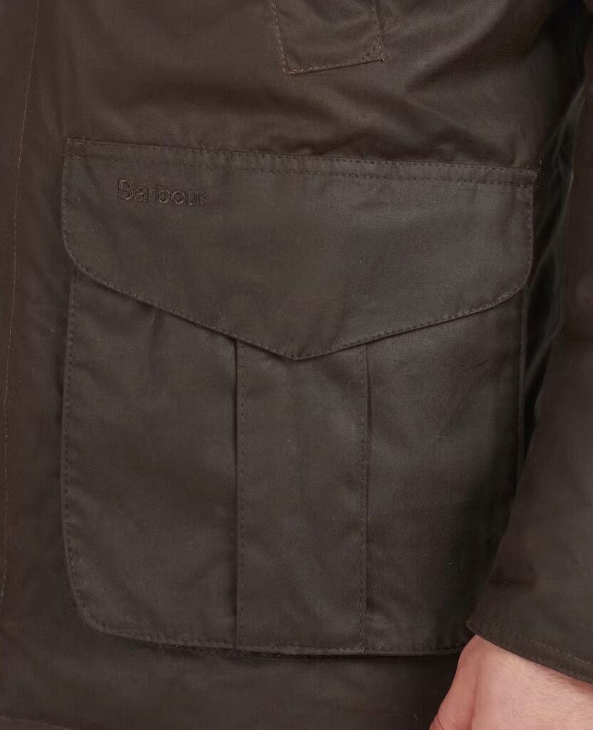 Barbour Hereford Waxed Cotton Jacket badge pocket