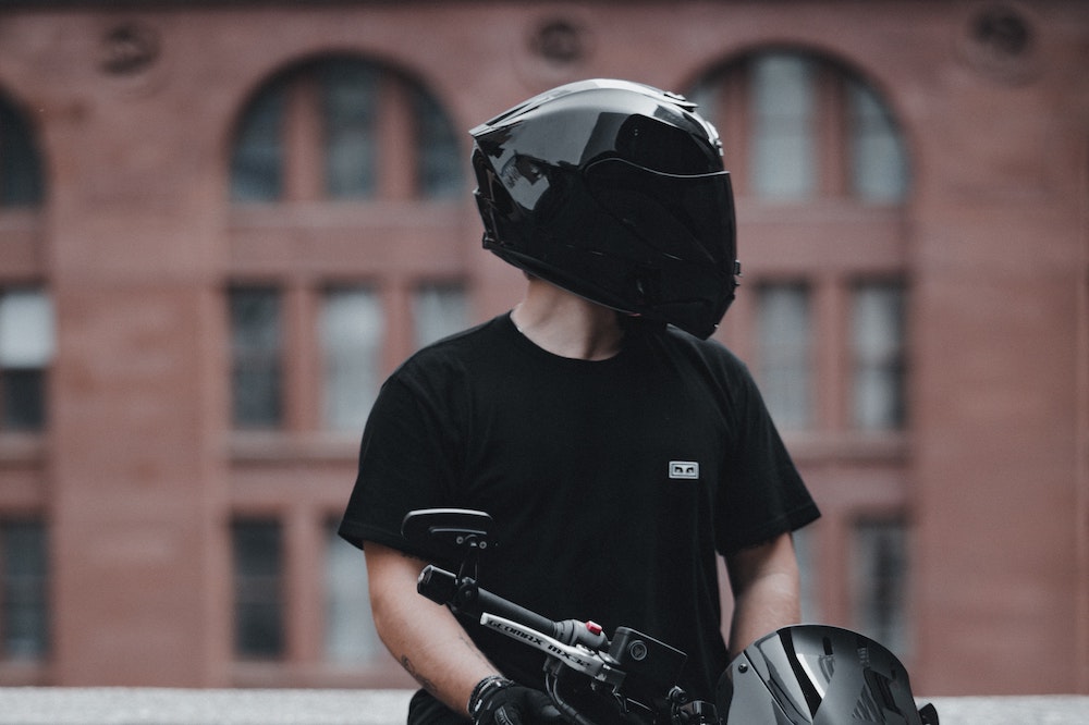 scooter rider wearing a helmet