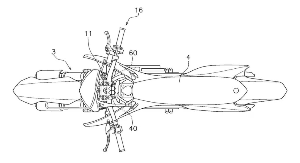 Yamaha electric motocross bike side view patent drawing