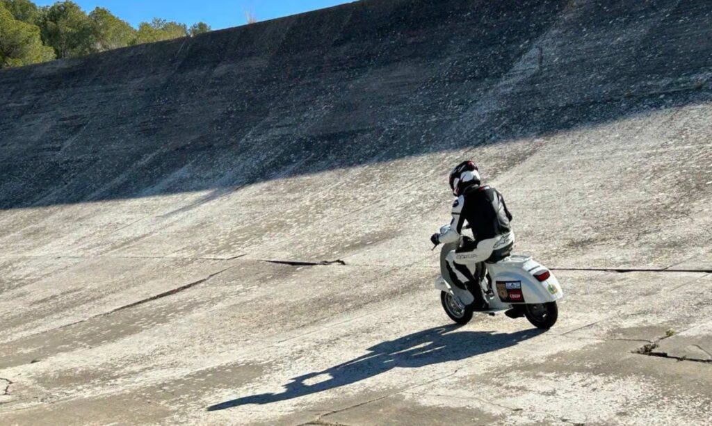 Valerio Boni rode 766 miles in 24 hours on his 1979 50 Special scooter.