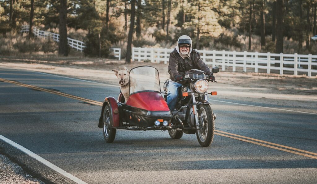 picture of a motorcyclist riding in cold weather wearing a heated motorcycle jacket.
