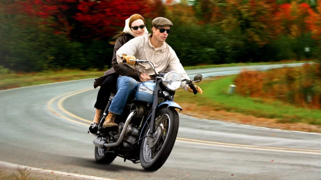 The Triumph motorcycle in the curious case of benjamin button being ridden by the two main characters. 