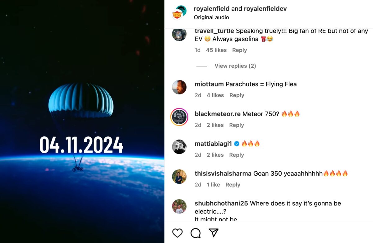 Royal Enfield New EV Motorcycle Will Bow Nov 4