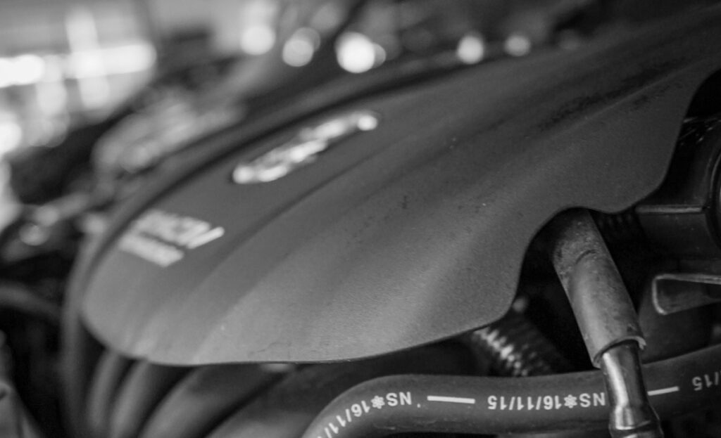 A car engine in an engine bay