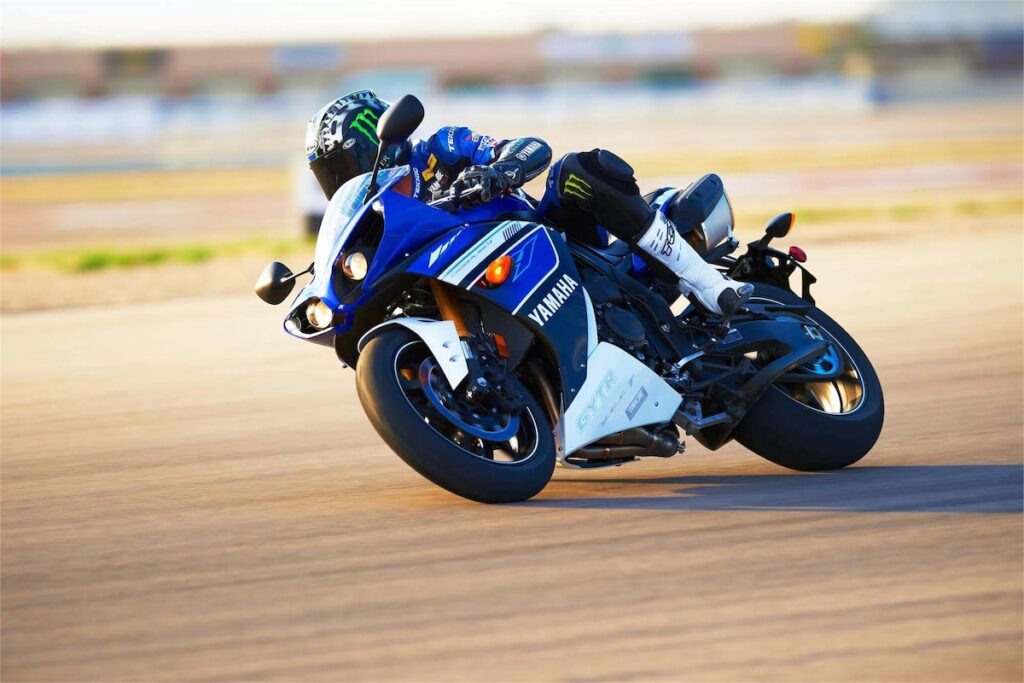 The Yamaha YZF-R1 on the racetrack.