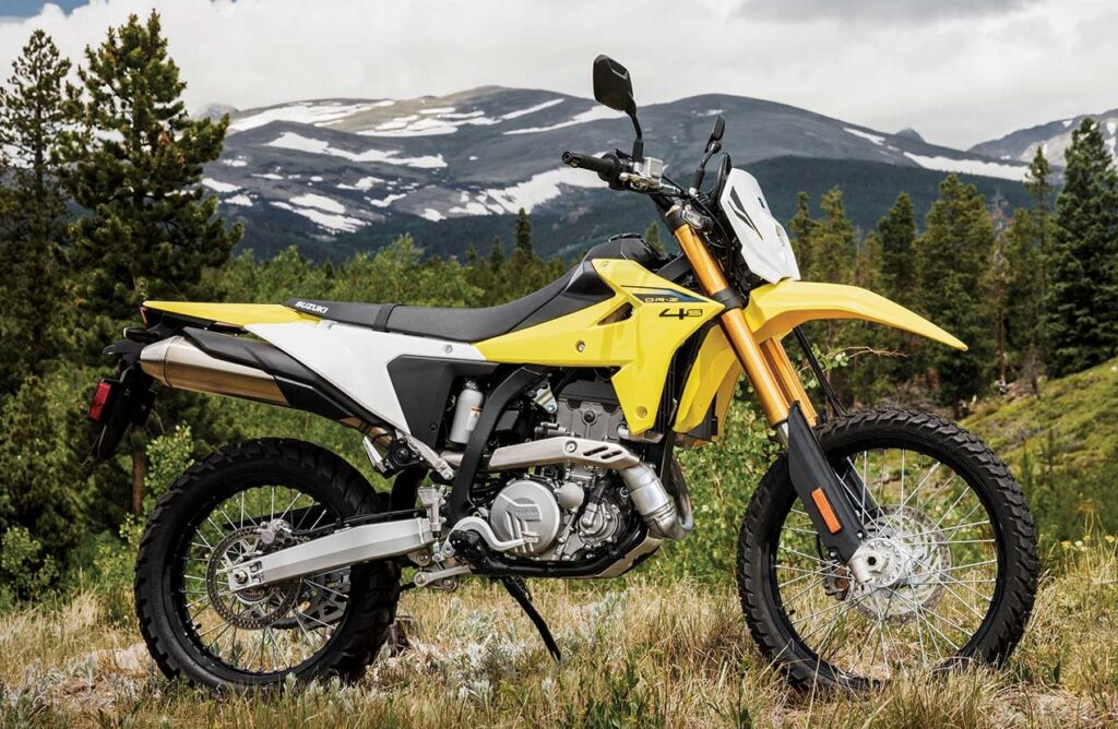 A Suzuki DR-Z4S in yellow