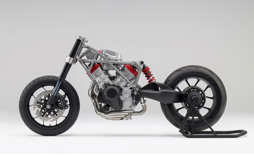 The Honda Forced Induction V-3 Engine in a motorcycle chassis