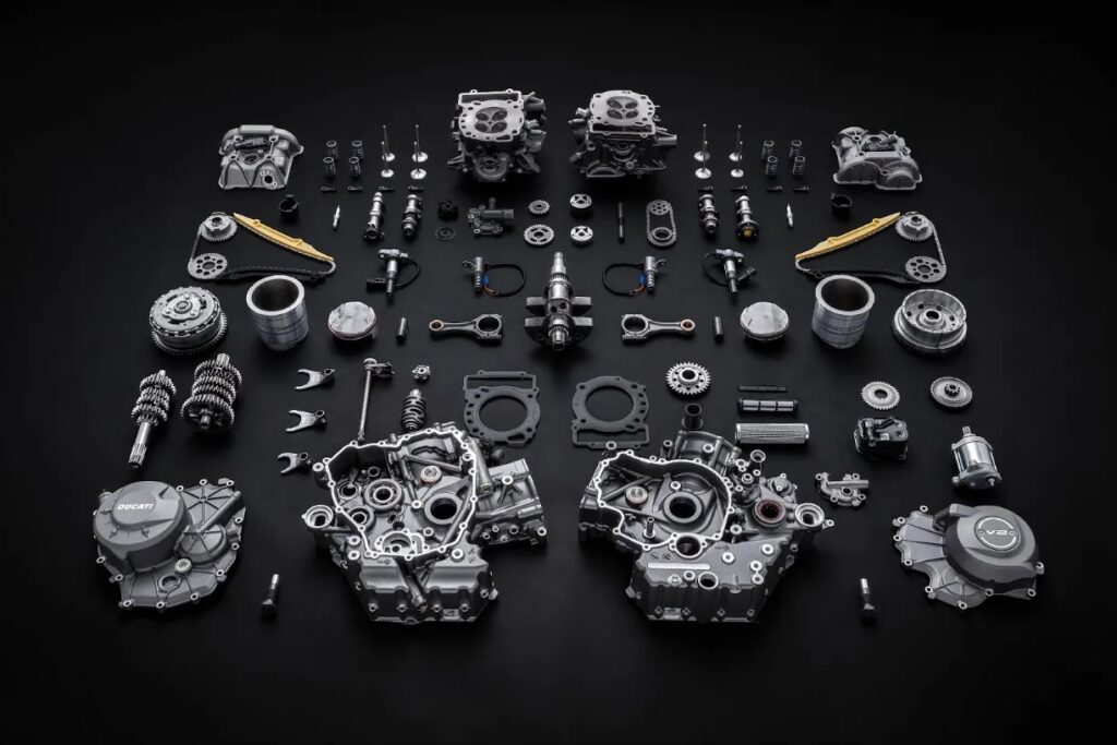 Exploded view of the new Ducati V2 Engine