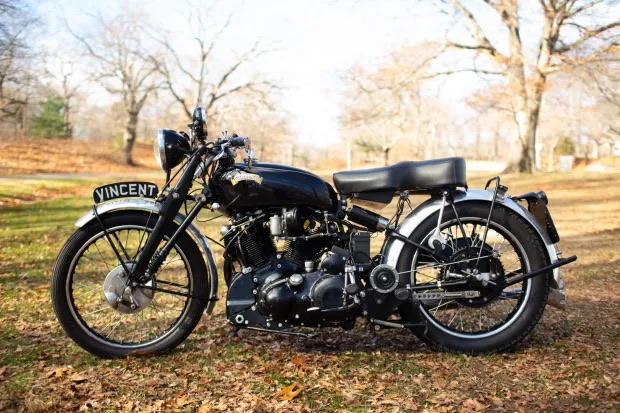1952 Vincent Black Shadow profile outdoors