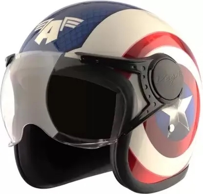 VEGA Jet Marvel Captain America Edition Open Face Motorcycle Helmet