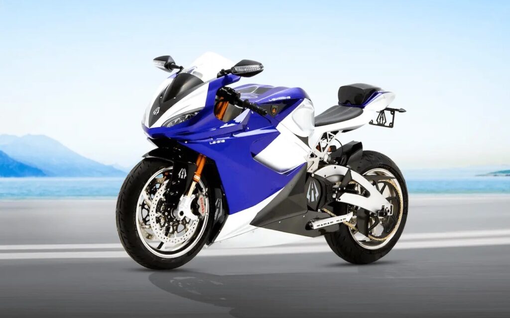 Lightning LS-218 electric motorcycle in blue