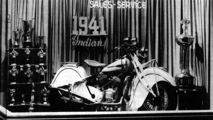 Indian Motorcycle Chief in the window of a shop