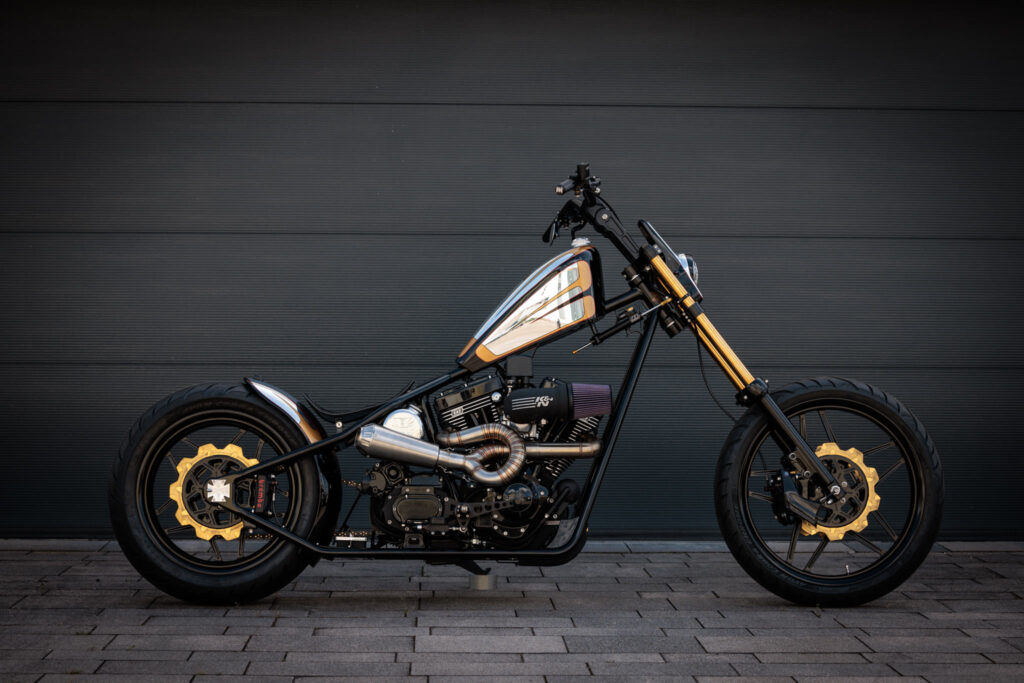 The Stauffenberg custom chopper by MB Cycles side view