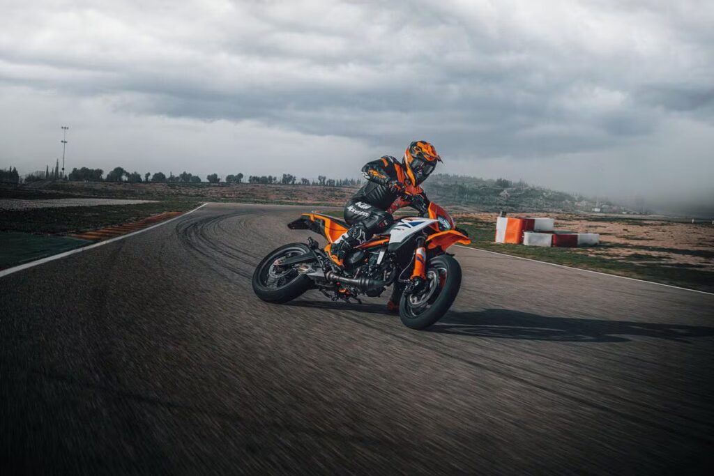 2025 KTM 390 SMC R on a race track