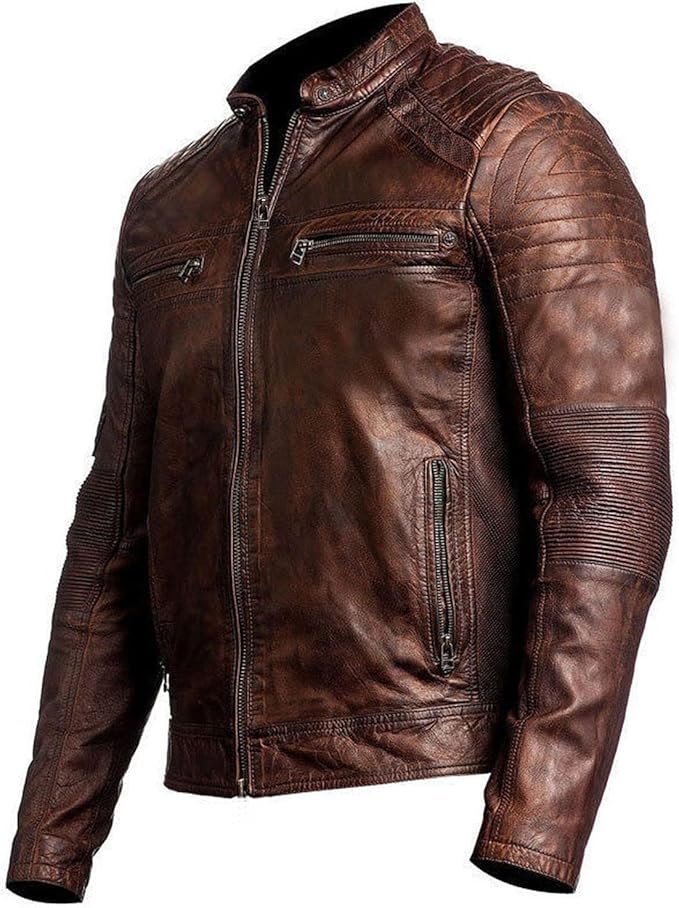 DECIMAL Lambskin Leather Biker Jacket