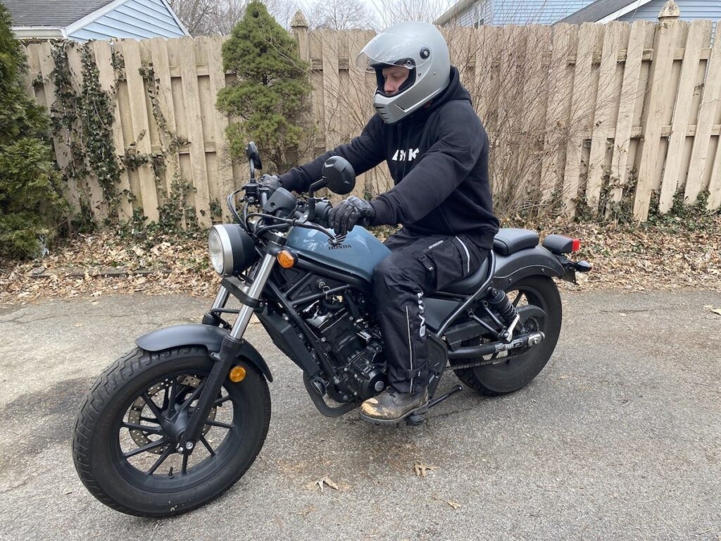 Motorcyclist wearing the BYKR Motorcycle Hoodie