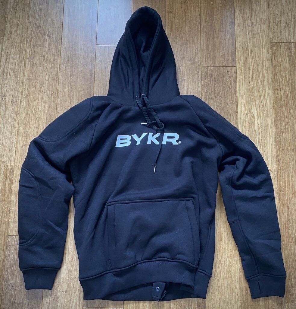 BYKR Motorcycle Hoodie front while not being worn