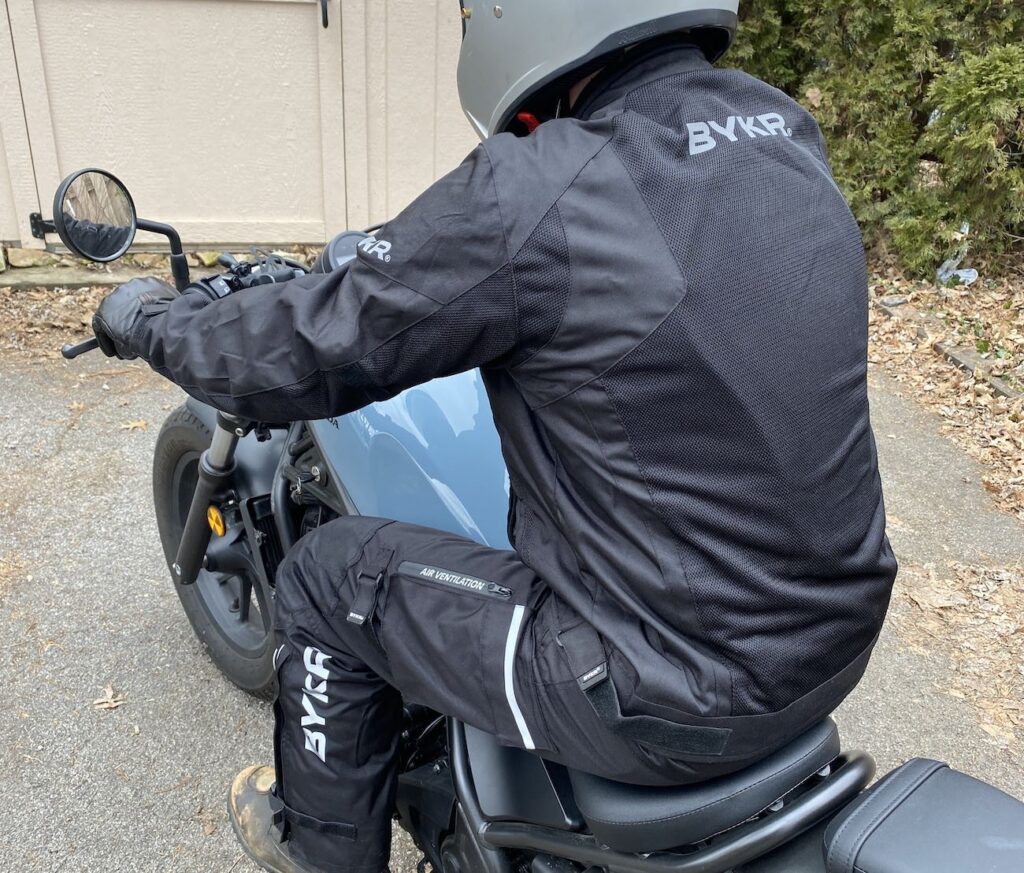 BYKR Mesh Motorcycle Jacket the back of the jacket when worn on the bike