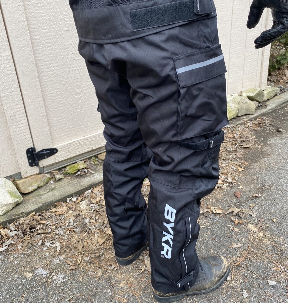 BYKR motorcycle pants on a motorcyclist side