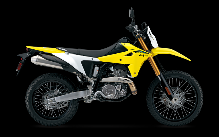 2025 Suzuki DR-Z4S side view on a black background