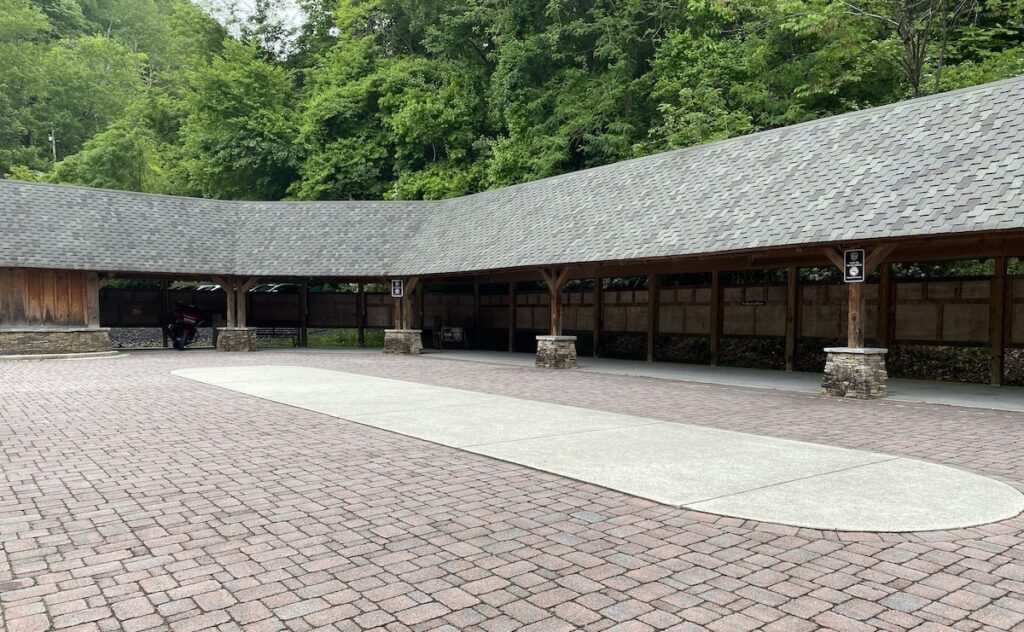 Motorcycle parking area at Tapoco Lodge