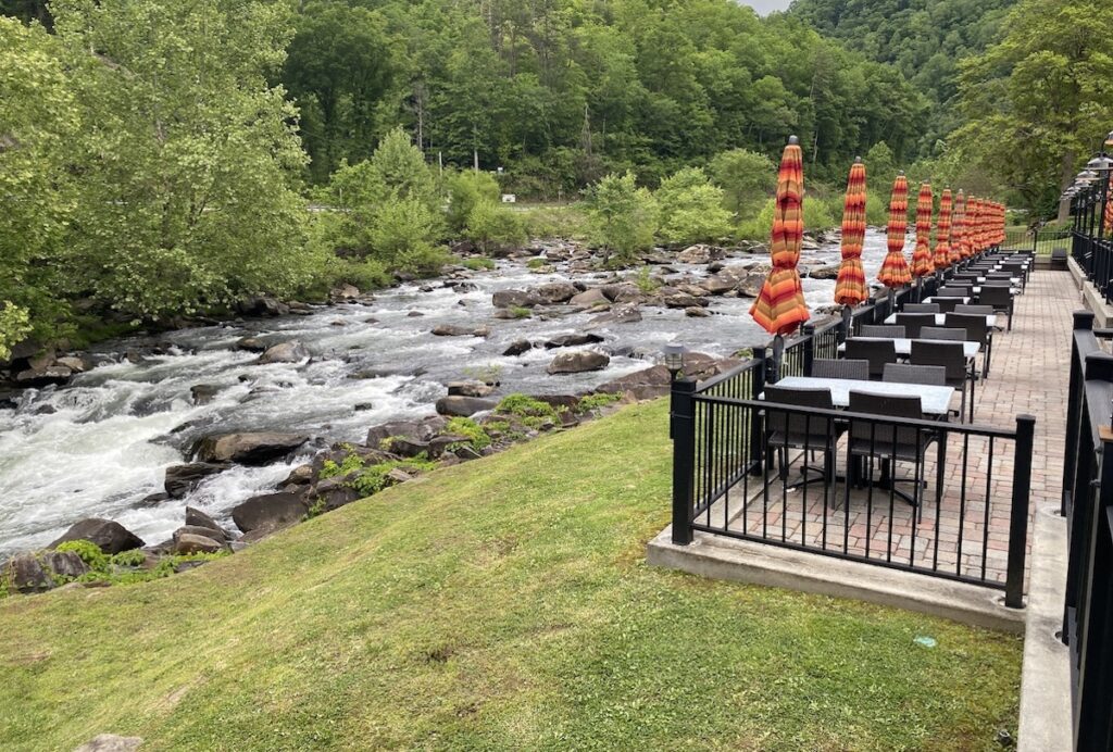 The terrace at Tapoco Lodge
