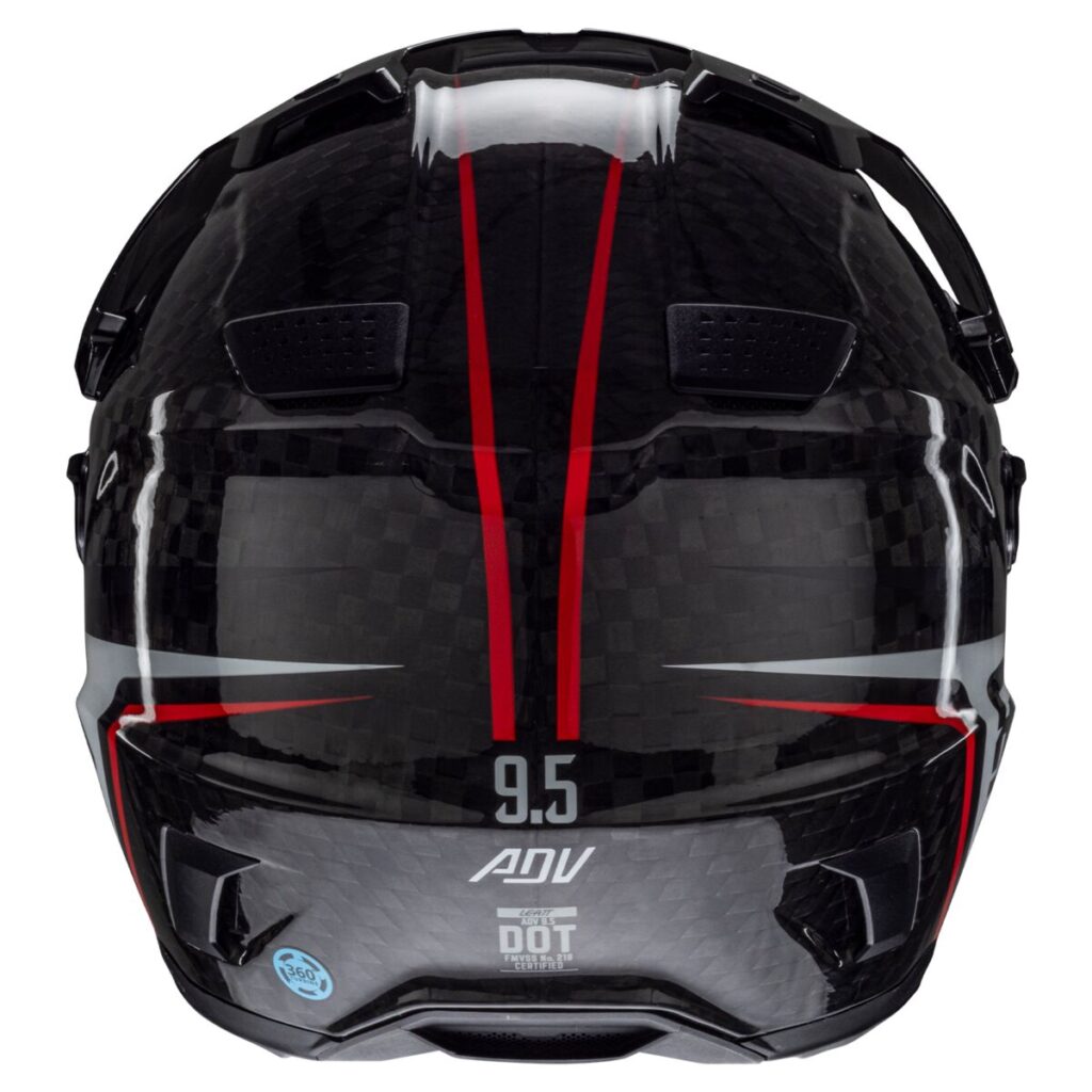 The back of the Leatt 9.5 ADV V25 Carbon Helmet Kit.