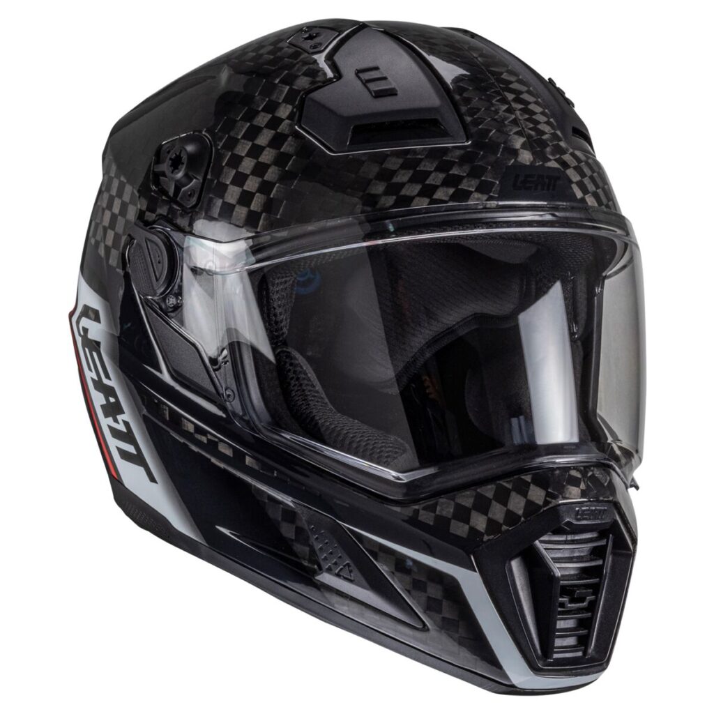 The Leatt 9.5 ADV V25 Carbon Helmet Kit without its peak visor