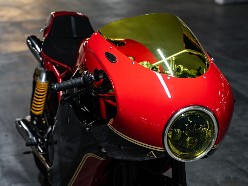 headlight and fairing of the Custom Ducati Sport Classic by Purpose Built Moto