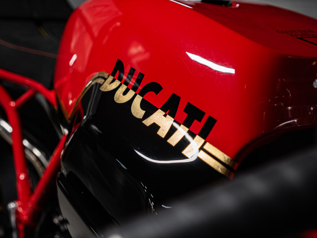 gas tank of the Custom Ducati Sport Classic by Purpose Built Moto