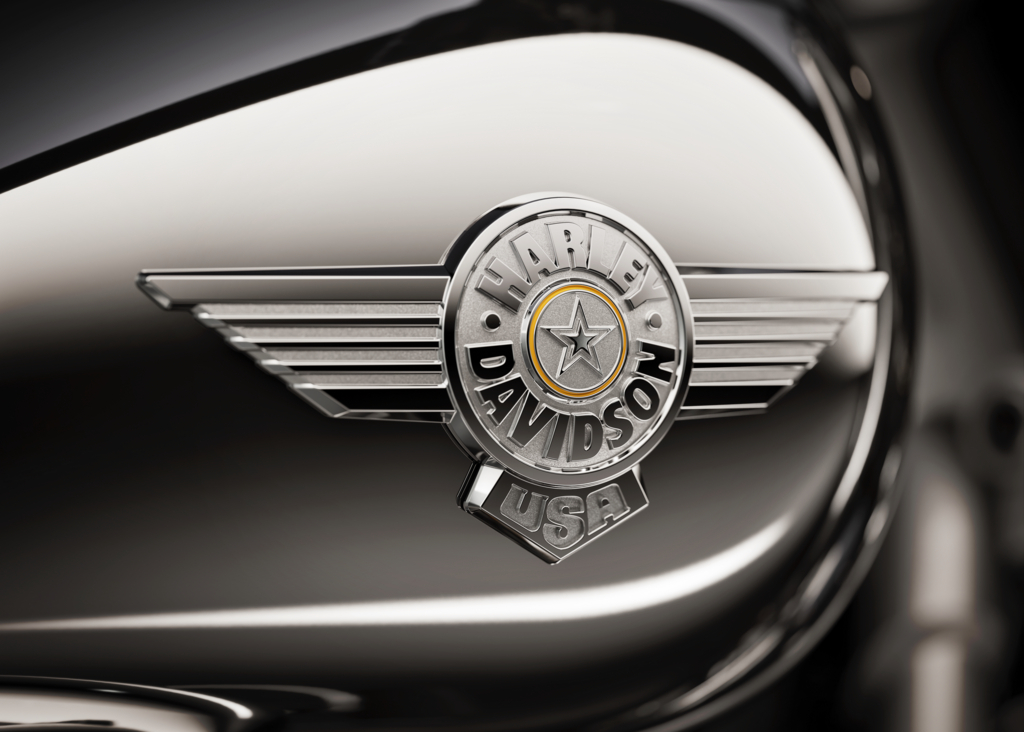 2025 Harley-Davidson Fat Boy Gray Ghost gas tank emblem