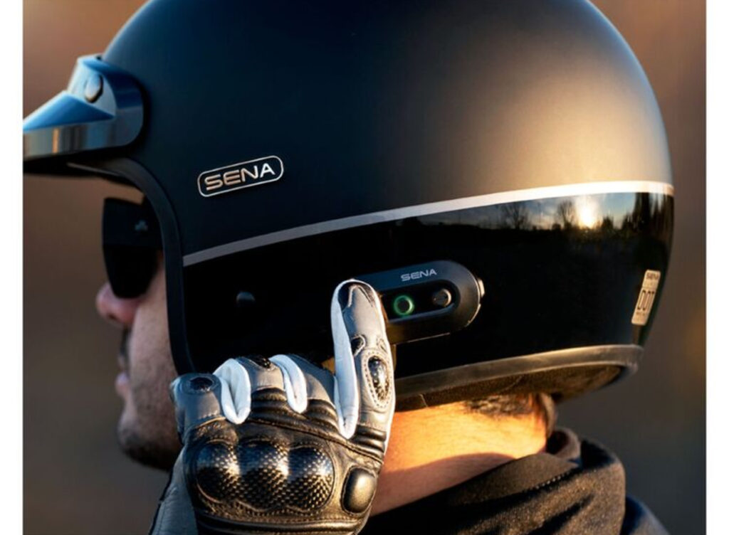 Sena Surge Open Mesh Helmet on a motorcycle rider