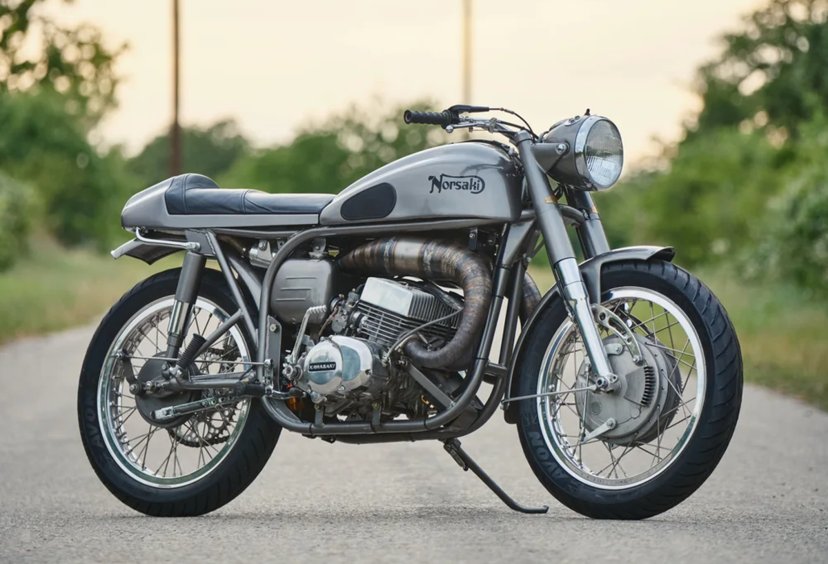 Custom Norton Dominator and Kawasaki Two-Stroke by Davmomoto
